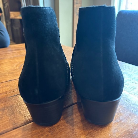 Jack Rogers | Dylan Suede Leather Boot Bootie Black Women 9 Side Zip Tassel Pull - Picture 9 of 13